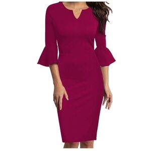 💕NEW! Woosunzee • Fuchsia Bell Sleeve Dress